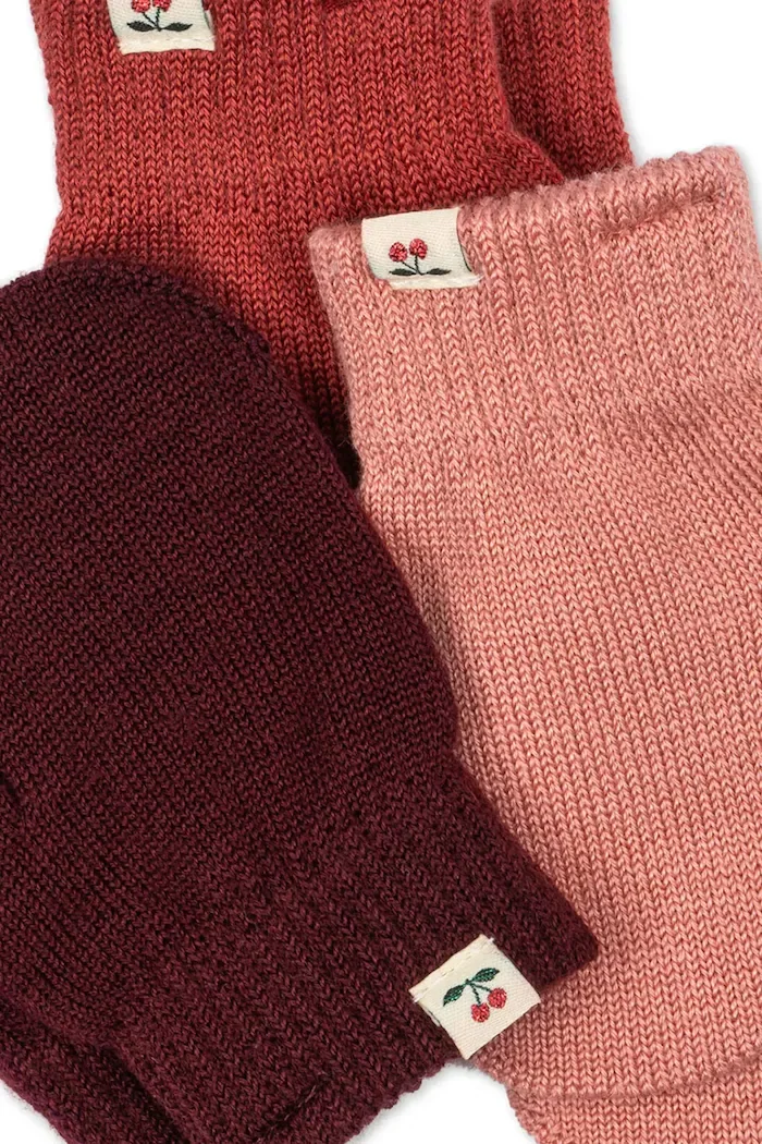 Konges Sløjd ръкавици за деца с вълна 3 PACK FILLA MITTENS розови KS105675