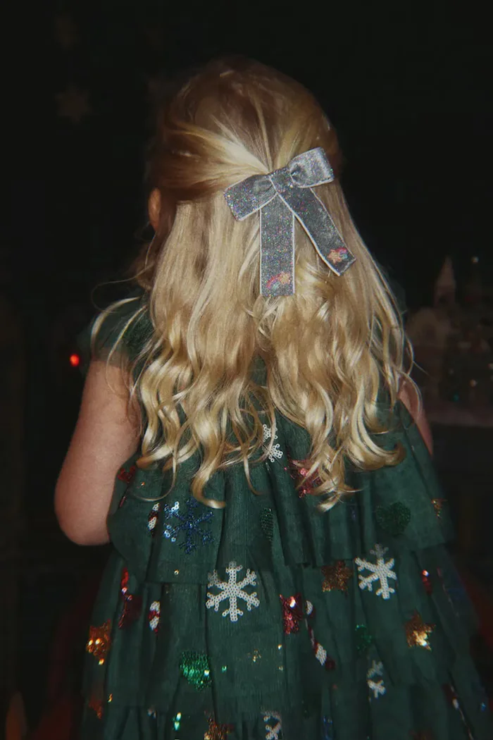 Konges Sløjd разкроена рокля YVONNE CHRISTMAS DRESS зелена с празничен десен KS108137
