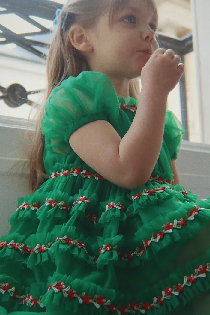 Konges Sløjd рокля babydoll JOELLE DRESS зелена KS106049