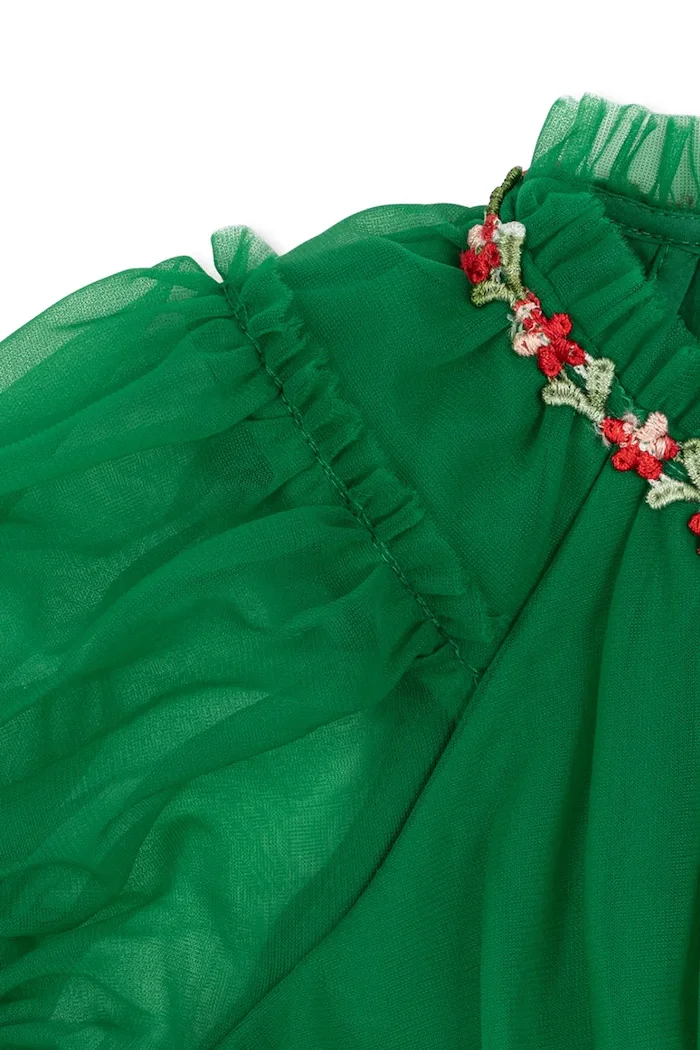 Konges Sløjd рокля babydoll JOELLE DRESS зелена KS106049
