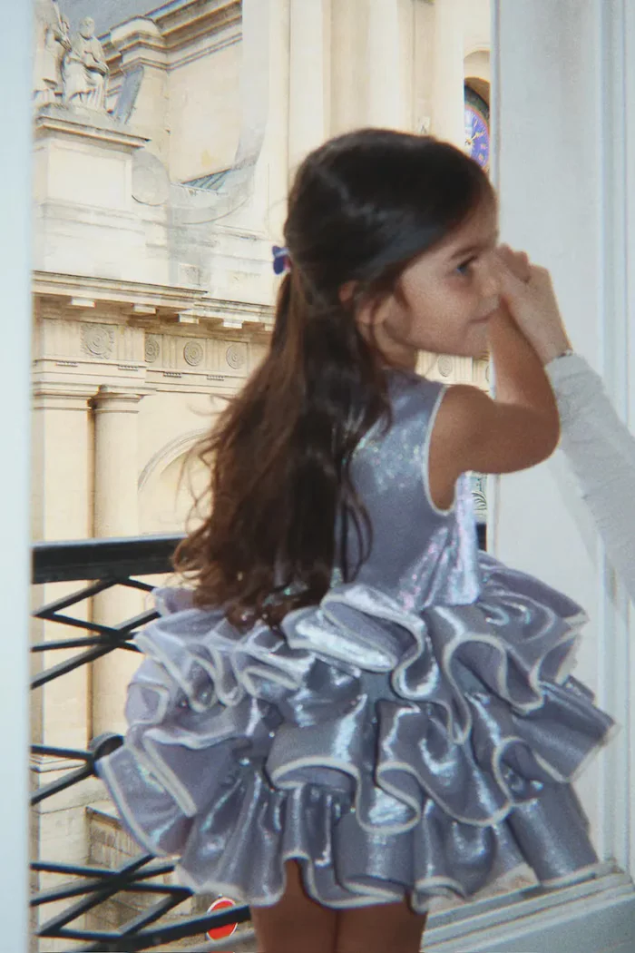 Konges Sløjd рокля FIA FRILL DRESS GRS синя с изчистена шарка KS106017