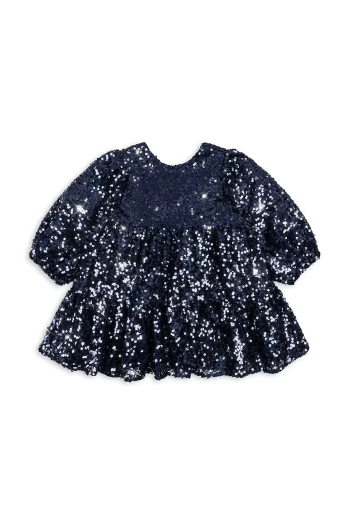 Konges Sløjd рокля LILA SEQUINS BOW DRESS тъмносиня KS106100