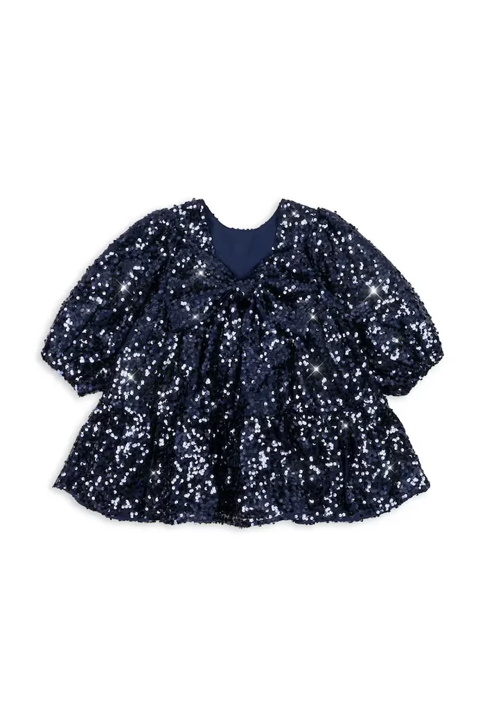 Konges Sløjd рокля LILA SEQUINS BOW DRESS тъмносиня KS106100