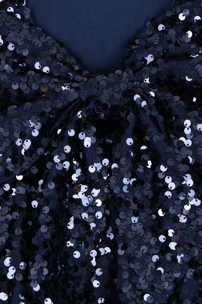 Konges Sløjd рокля LILA SEQUINS BOW DRESS тъмносиня KS106100