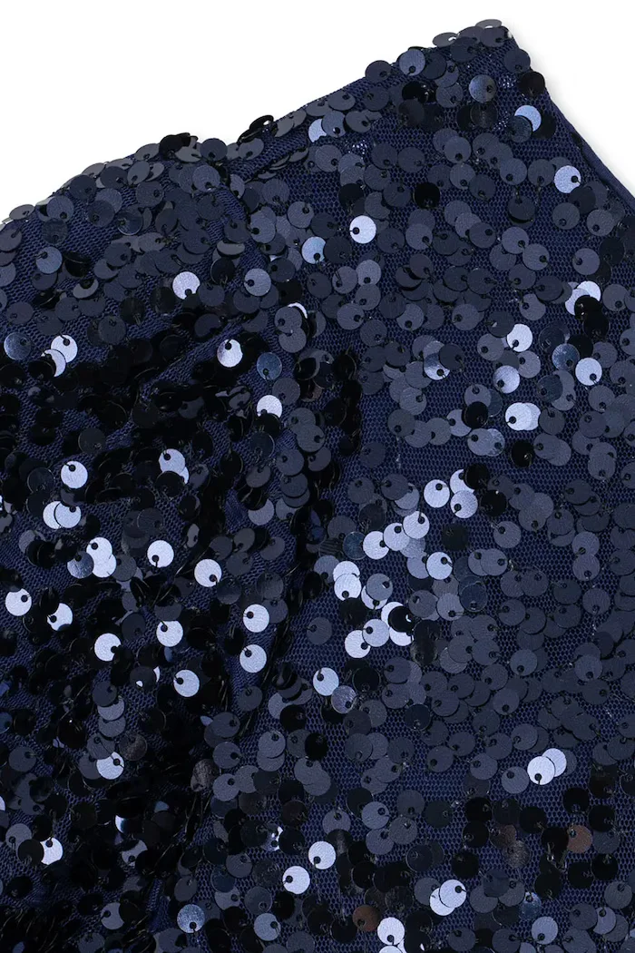 Konges Sløjd рокля LILA SEQUINS BOW DRESS тъмносиня KS106100