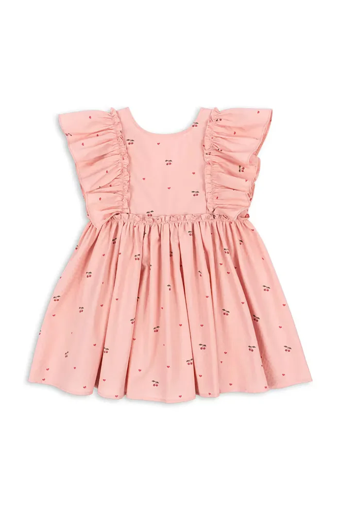 Konges Sløjd рокля от памук EVIA FRILL DRESS GOTS розова KS105660