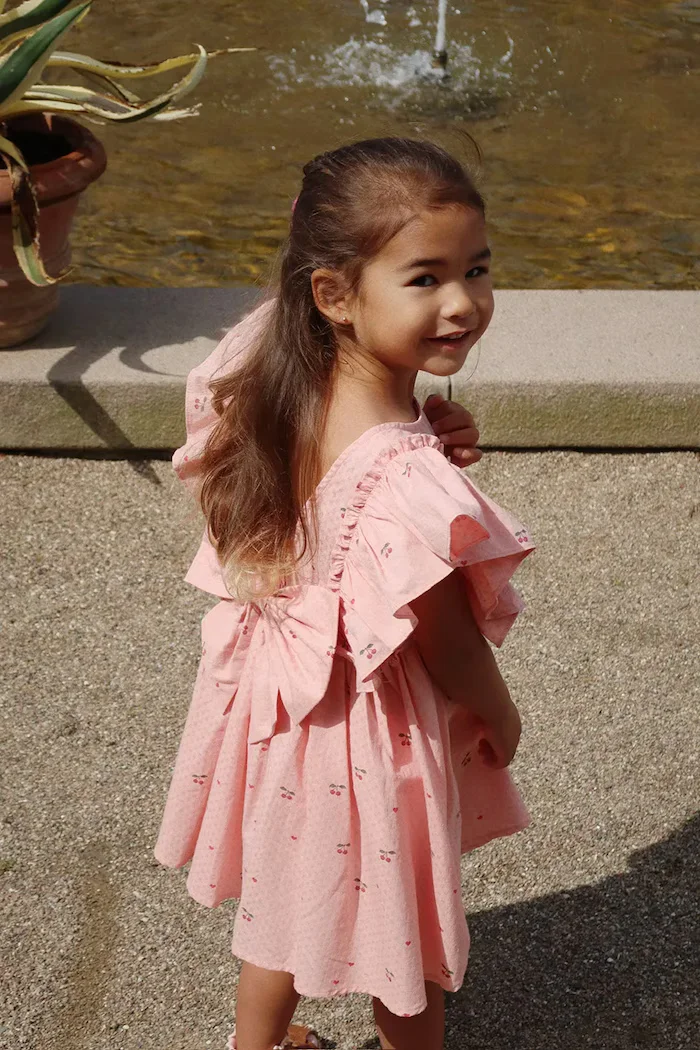 Konges Sløjd рокля от памук EVIA FRILL DRESS GOTS розова KS105660