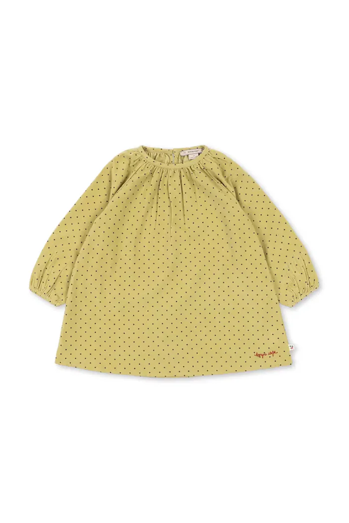 Konges Sløjd рокля от памук MARLO DRESS GOTS жълта с изчистена шарка KS106146