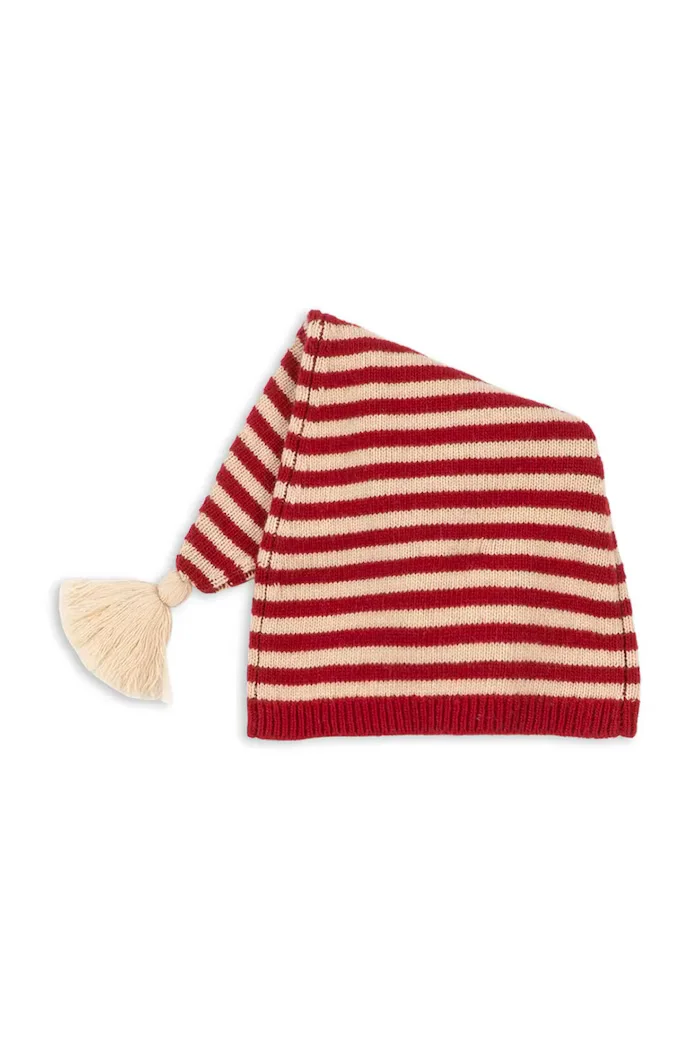 Konges Sløjd шапка с помпон за деца от вълнена материя CHRISTMAS KNIT HAT червена KS106415