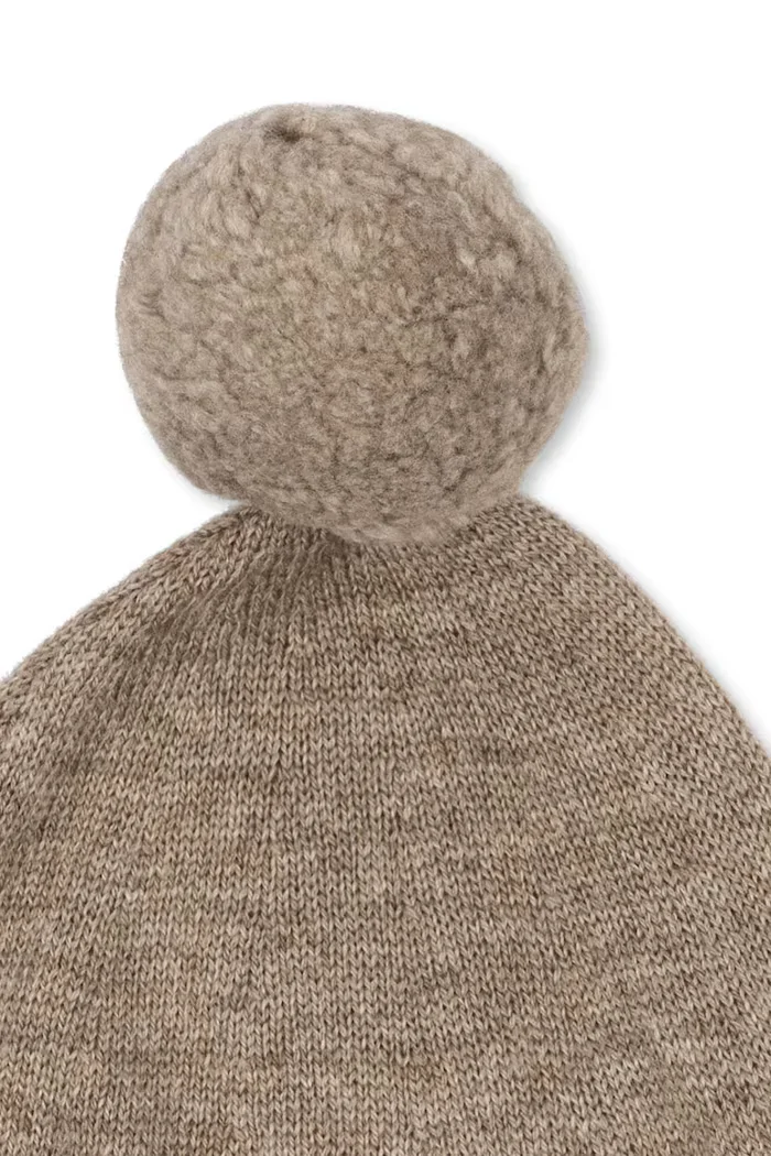 Konges Sløjd шапка с помпон за деца от вълнена материя MATTOU KNIT HELMET кафява KS106150