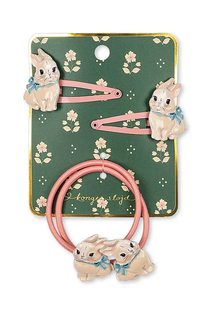 Konges Sløjd щипка и ластик за коса за деца BUNNY HAIR ACCESSORIES KS106402