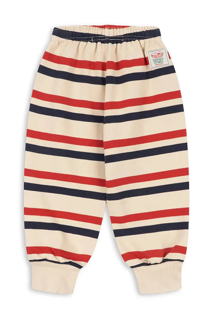 Konges Sløjd спортен панталон за деца от памук LOU STRIPE SWEAT PANTS GOTS бежов със стандартна талия KS106117