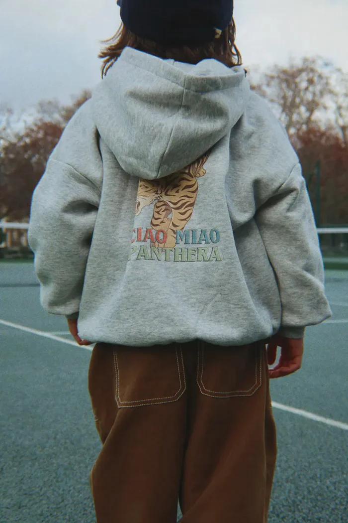 Konges Sløjd суичър с цип и качулка за деца с памук LOU SWEAT ZIP HOOD GOTS сив KS106108