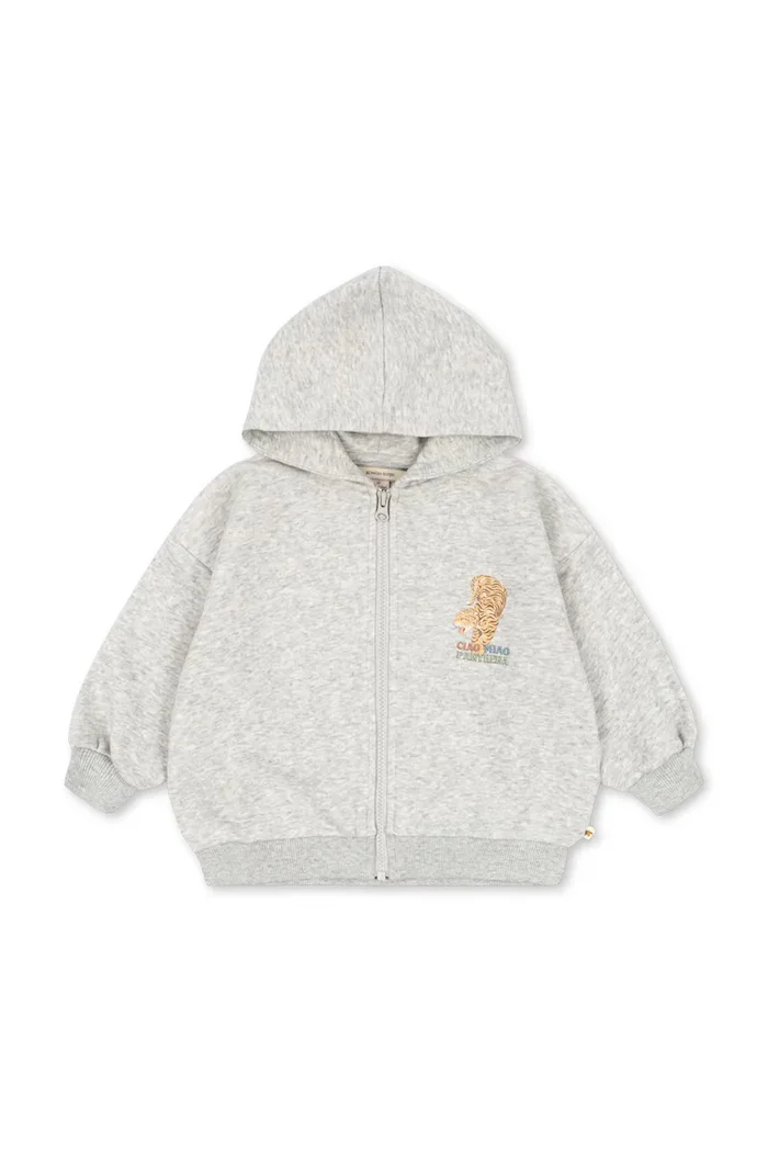 Konges Sløjd суичър с цип и качулка за деца с памук LOU SWEAT ZIP HOOD GOTS сив KS106108