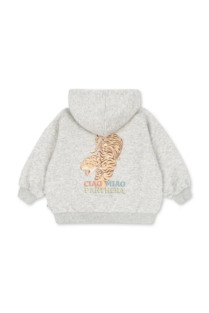 Konges Sløjd суичър с цип и качулка за деца с памук LOU SWEAT ZIP HOOD GOTS сив KS106108