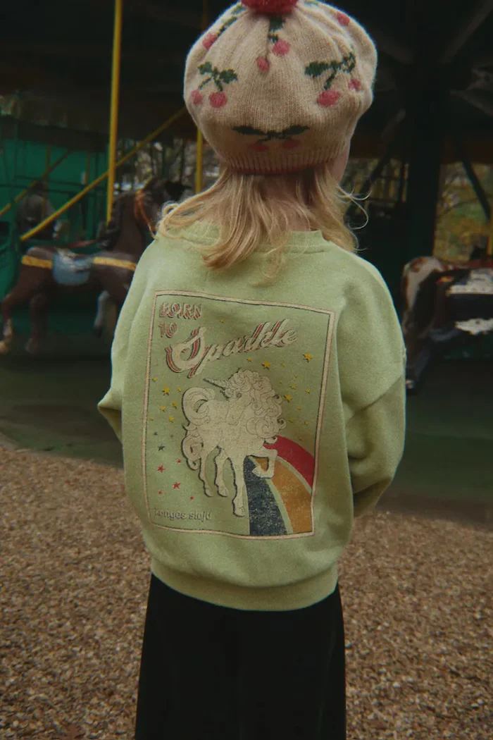 Konges Sløjd суичър за деца от памук LOU SWEAT SHIRT GOTS зелен KS106107