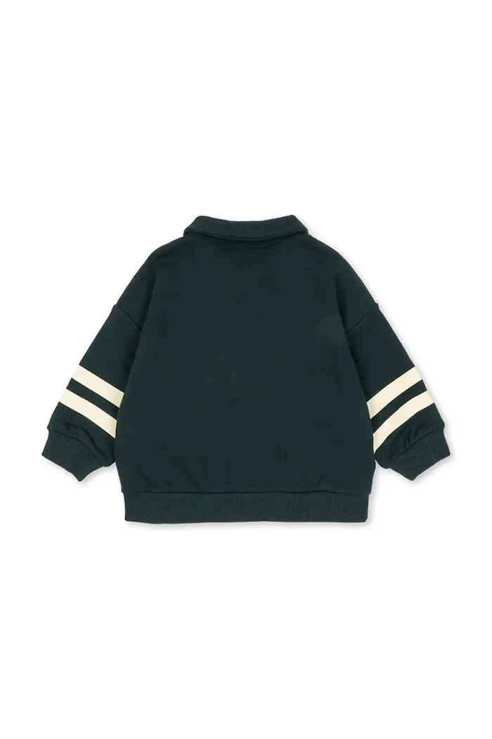Konges Sløjd суичър за деца от памук LOUPY HALF ZIP POLO OCS зелен KS107613