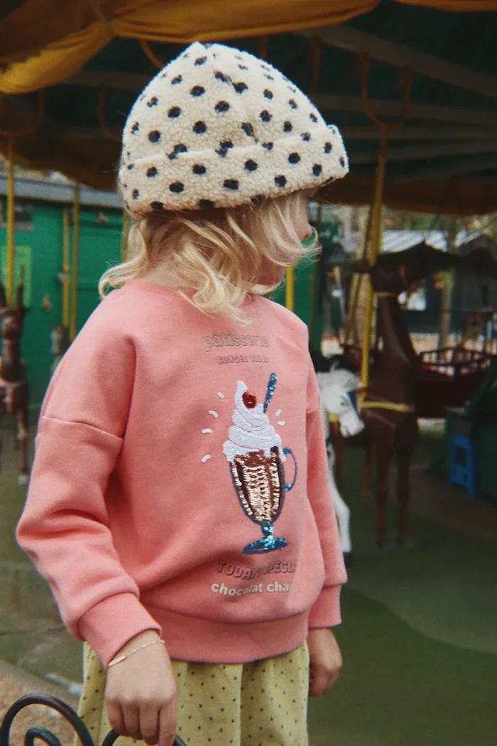 Konges Sløjd суичър за деца с памук LOU SEQUIN SWEAT SHIRT GOTS розов KS106104
