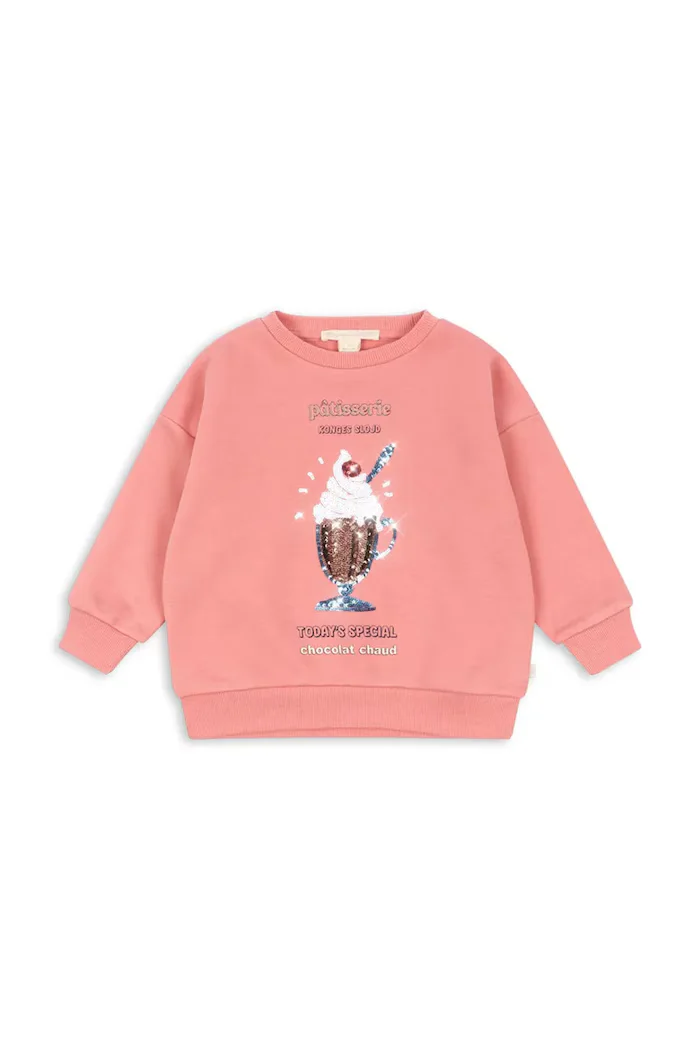 Konges Sløjd суичър за деца с памук LOU SEQUIN SWEAT SHIRT GOTS розов KS106104