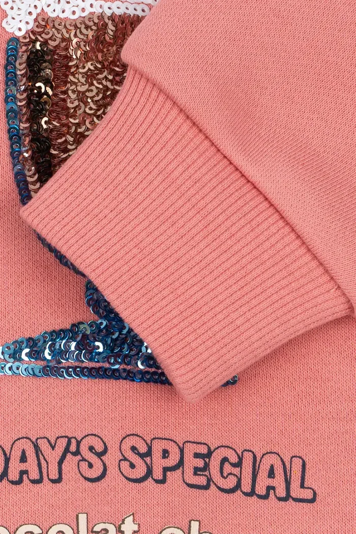 Konges Sløjd суичър за деца с памук LOU SEQUIN SWEAT SHIRT GOTS розов KS106104