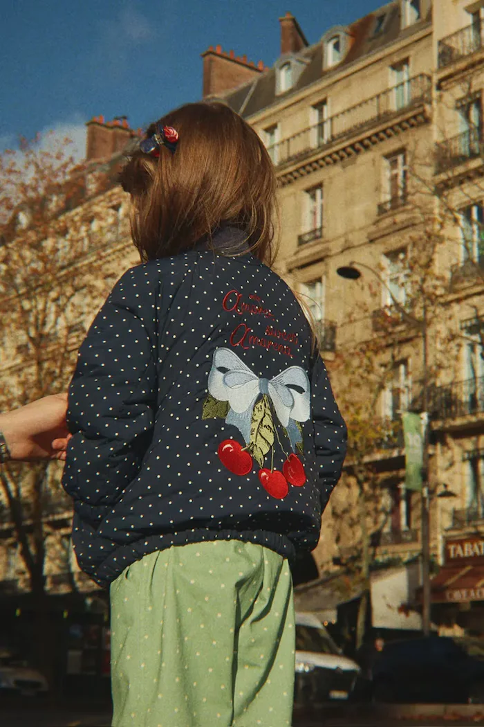 Konges Sløjd яке бомбър за деца JUNO PRINTED DOT BOMBER JACKET тъмносиньо KS106052