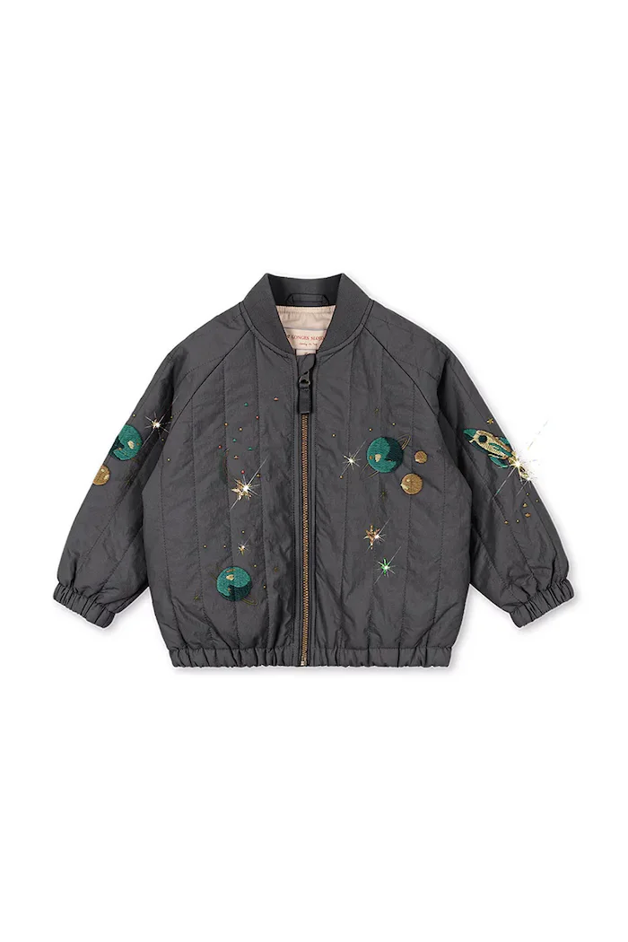 Konges Sløjd яке бомбър за деца JUNO SEQUIN BOMBER JACKET сиво KS105733