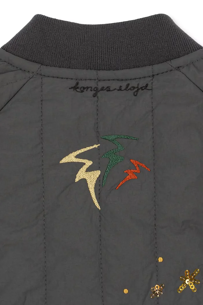 Konges Sløjd яке бомбър за деца JUNO SEQUIN BOMBER JACKET сиво KS105733
