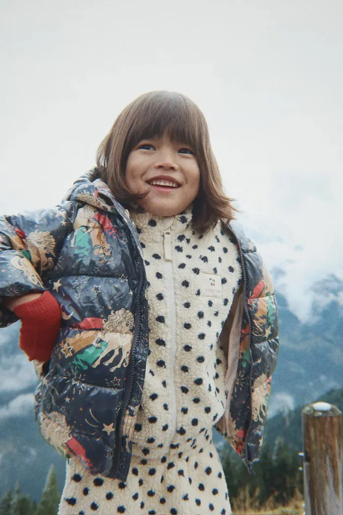 Konges Sløjd яке за деца от полар JODY EMBROIDERY TEDDY JACKET GRS бежово KS105712