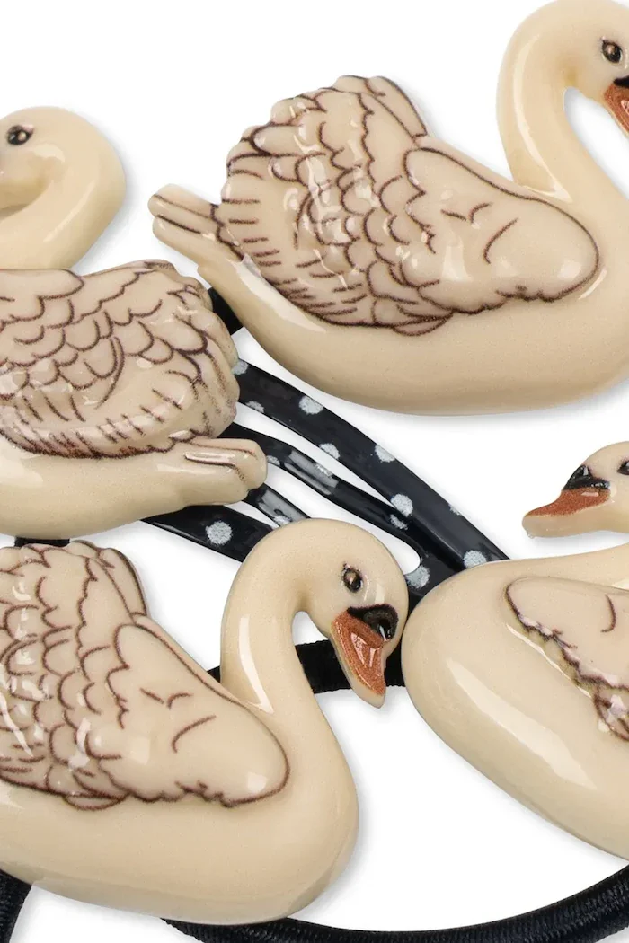 Konges Sløjd за деца 4 PACK SWAN HAIR CLIP AND ELASTIC 2 броя KS105868