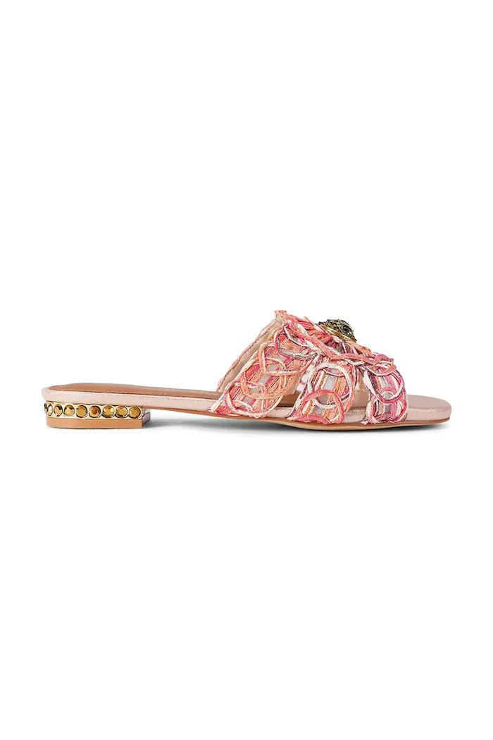 Kurt Geiger London чехли дамски Chelsea Woven Flat Sdl оранжеви 5600557999