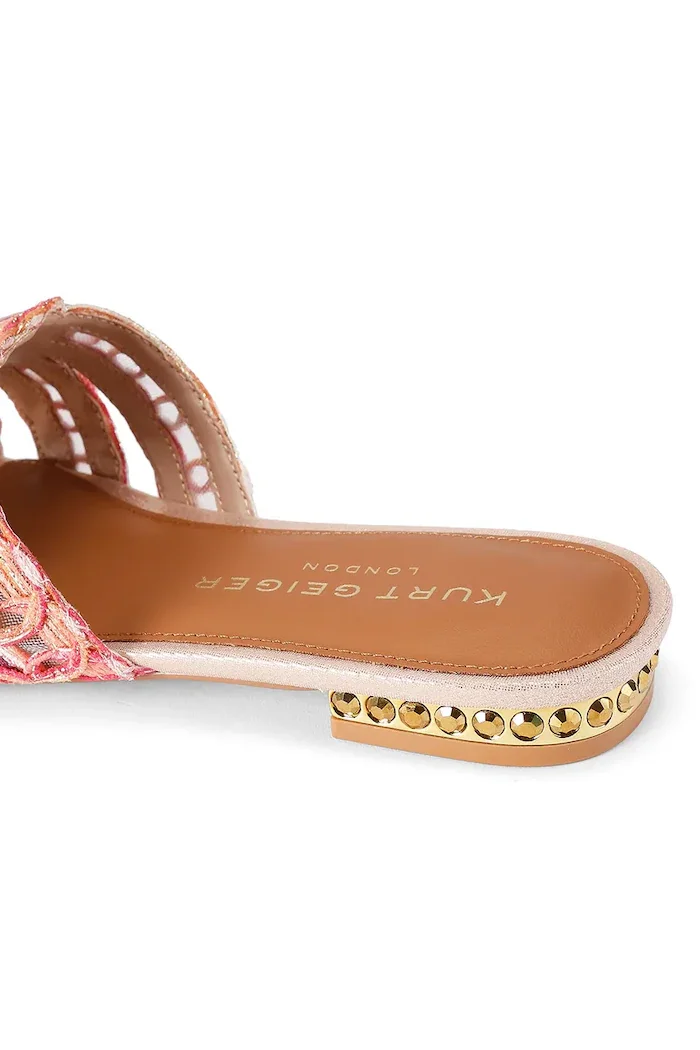 Kurt Geiger London чехли дамски Chelsea Woven Flat Sdl оранжеви 5600557999