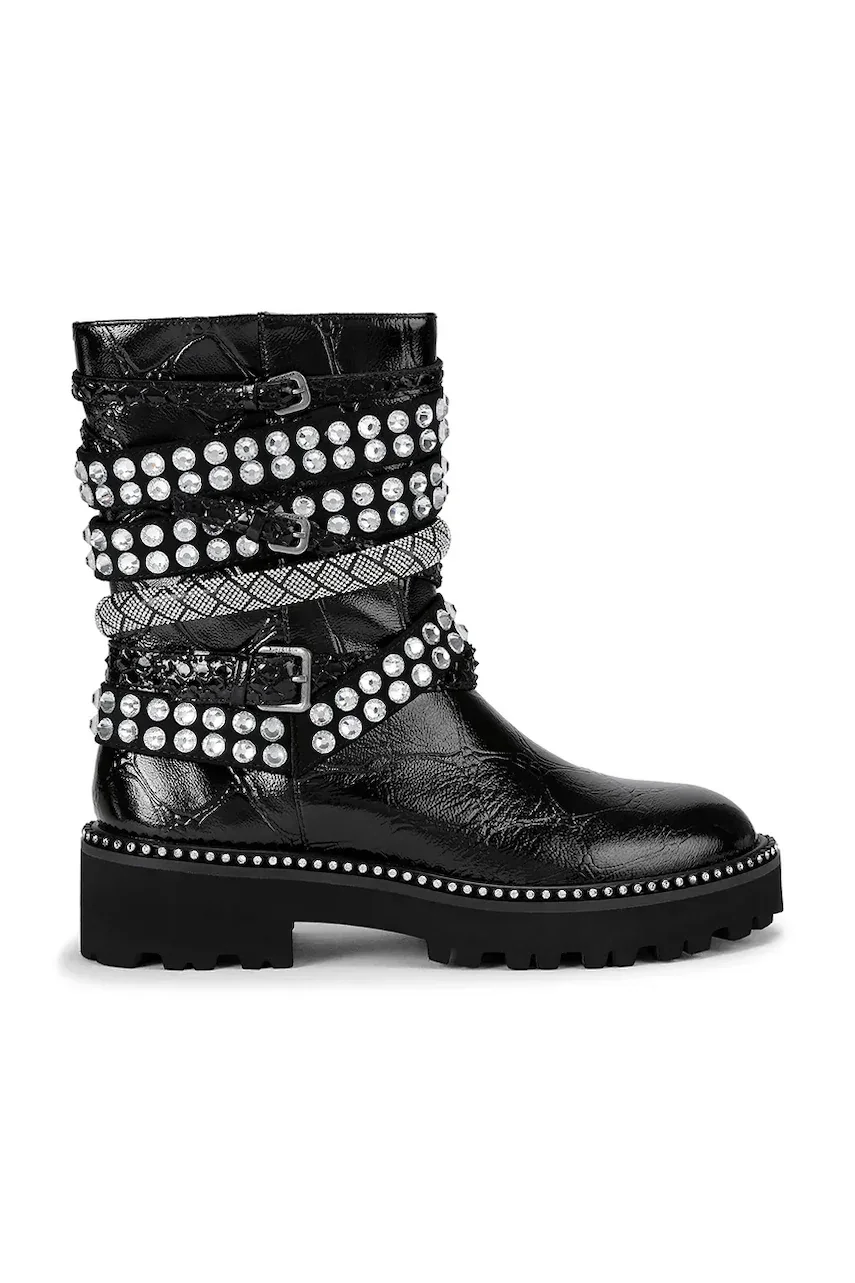 Kurt Geiger London Кожени боти Multi Strap Flat Boot