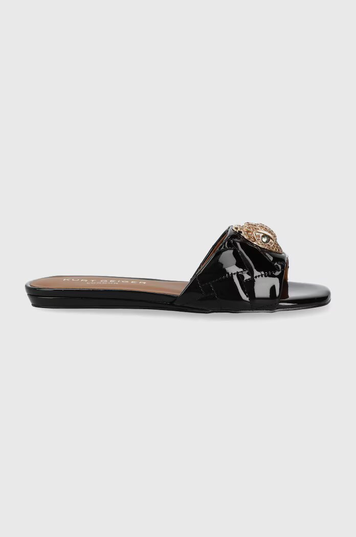 Kurt Geiger London Кожени чехли Kensington Flat дамски в черно 8496100309 8496169109