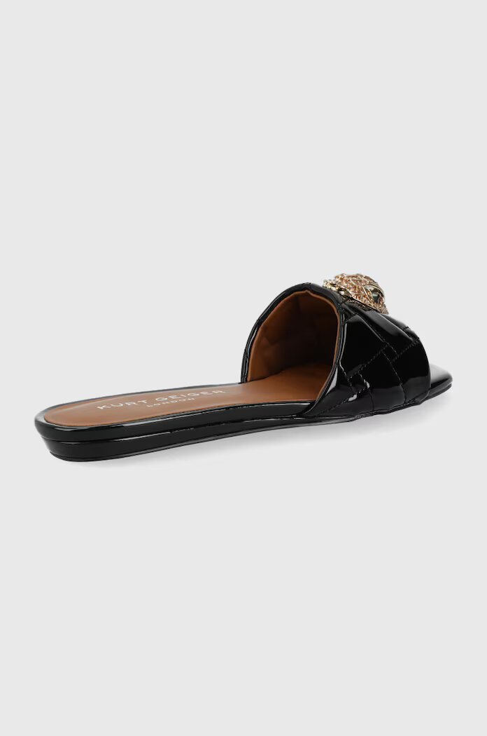 Kurt Geiger London Кожени чехли Kensington Flat дамски в черно 8496100309 8496169109