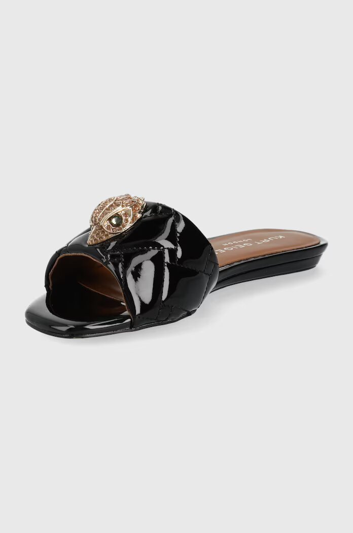 Kurt Geiger London Кожени чехли Kensington Flat дамски в черно 8496100309 8496169109