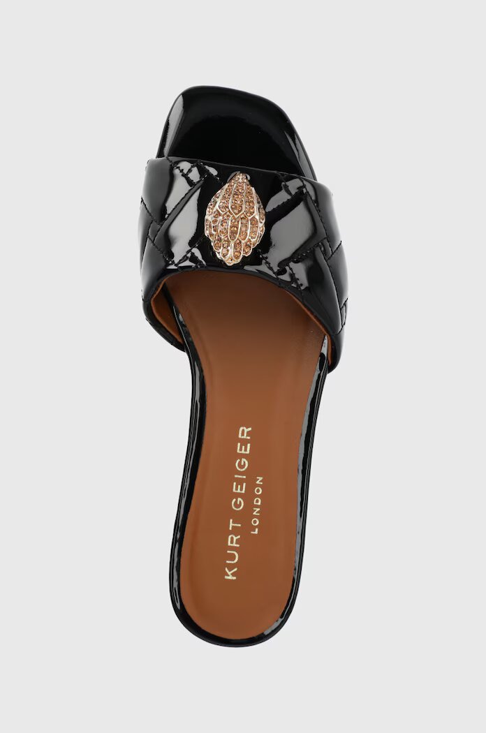 Kurt Geiger London Кожени чехли Kensington Flat дамски в черно 8496100309 8496169109