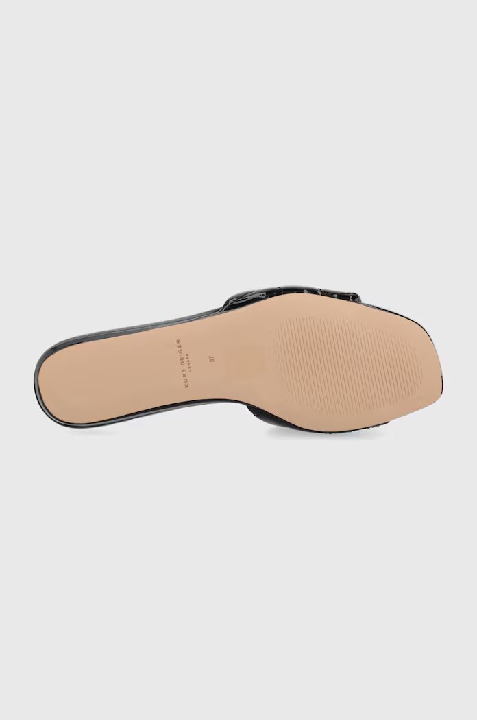 Kurt Geiger London Кожени чехли Kensington Flat дамски в черно 8496100309 8496169109