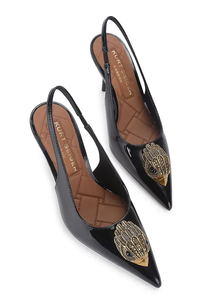 Kurt Geiger London Кожени обувки с тънък ток Large Eagle Sling в черно 5386400309