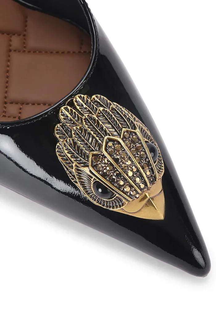 Kurt Geiger London Кожени обувки с тънък ток Large Eagle Sling в черно 5386400309