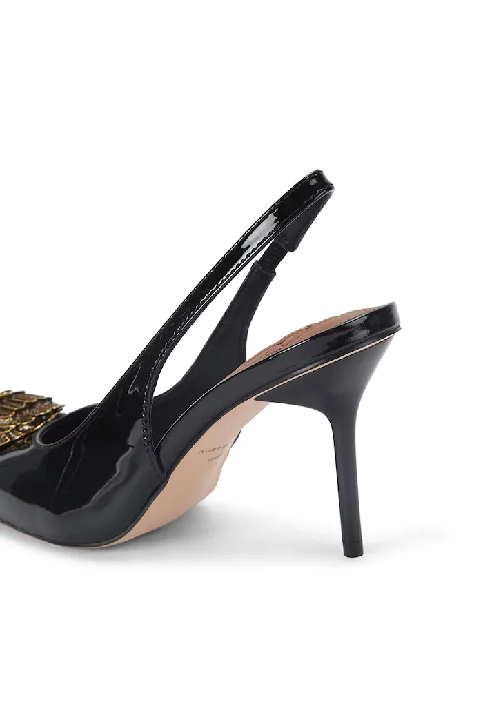 Kurt Geiger London Кожени обувки с тънък ток Large Eagle Sling в черно 5386400309