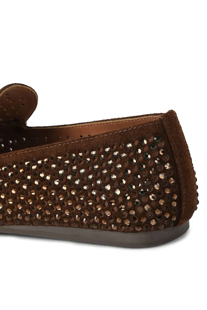 Kurt Geiger London лоуфъри дамски от велур Mayfair Loafer кафяви 6139830209