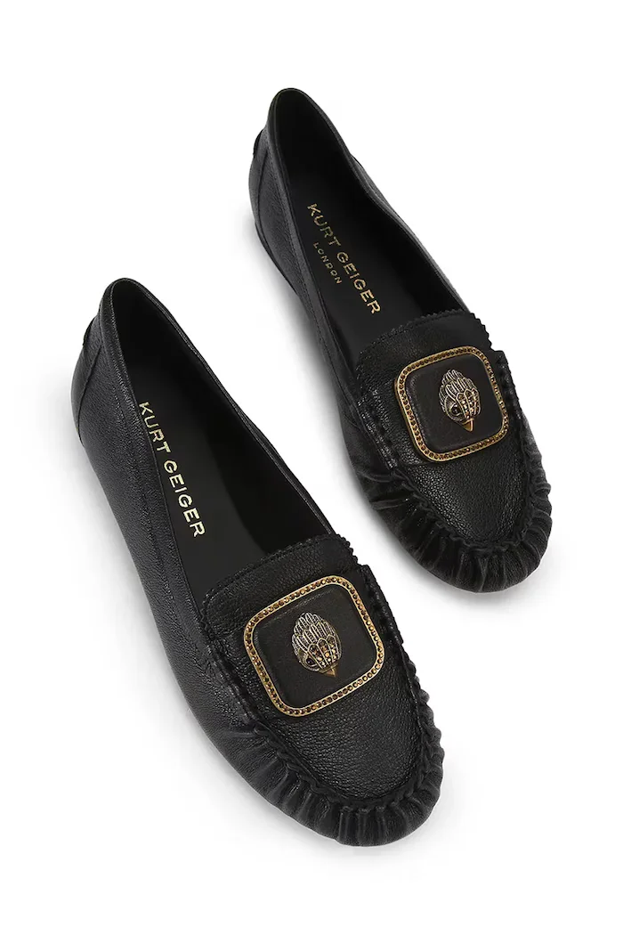 Kurt Geiger London мокасини дамски от кожа Pimlico Moccasin Black Leather черни 5596300109