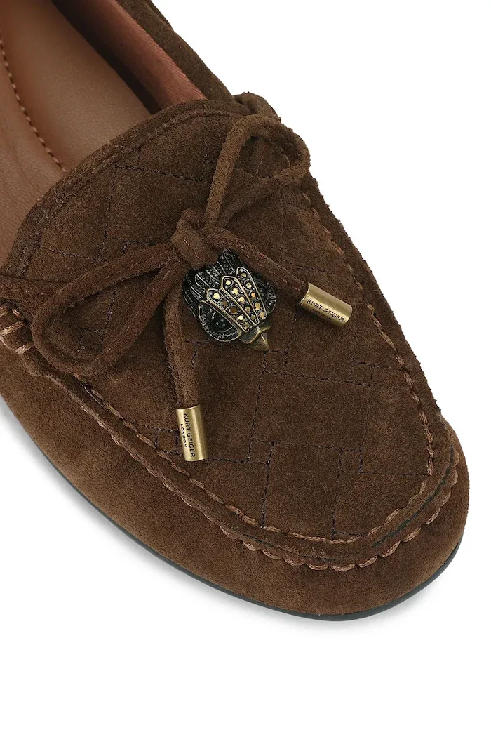 Kurt Geiger London мокасини дамски от велур Eagle Moccasin кафяви 9790830209
