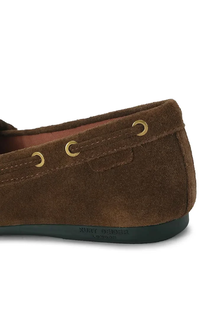 Kurt Geiger London мокасини дамски от велур Eagle Moccasin кафяви 9790830209