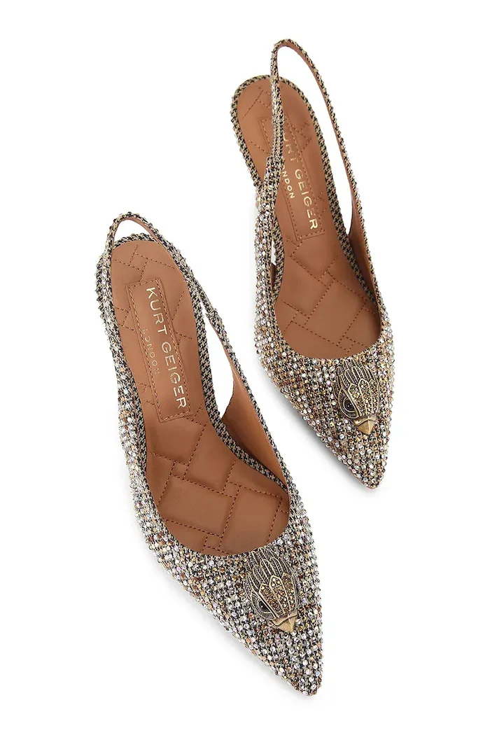 Kurt Geiger London обувки с ток Belgravia High Sling Beige Comb бежови 3422843609