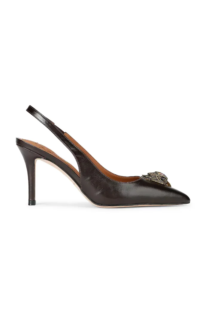 Kurt Geiger London обувки с ток от кожа Belgravia High Sling Brown черни 3422839109
