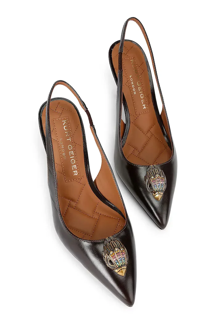 Kurt Geiger London обувки с ток от кожа Belgravia High Sling Brown черни 3422839109
