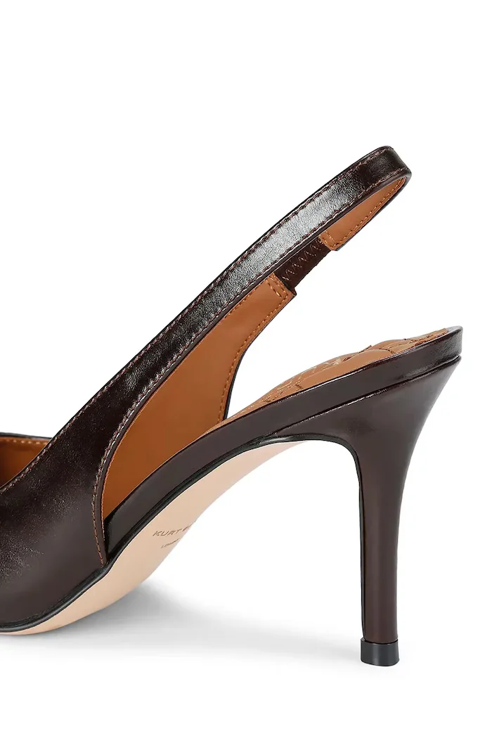 Kurt Geiger London обувки с ток от кожа Belgravia High Sling Brown черни 3422839109