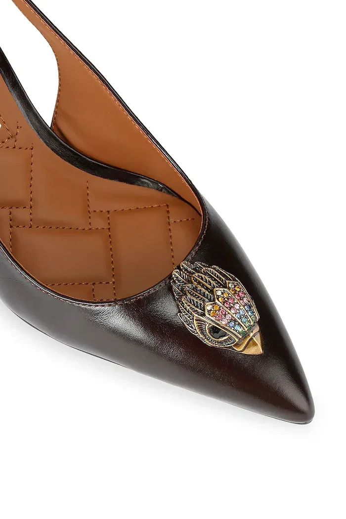 Kurt Geiger London обувки с ток от кожа Belgravia High Sling Brown черни 3422839109