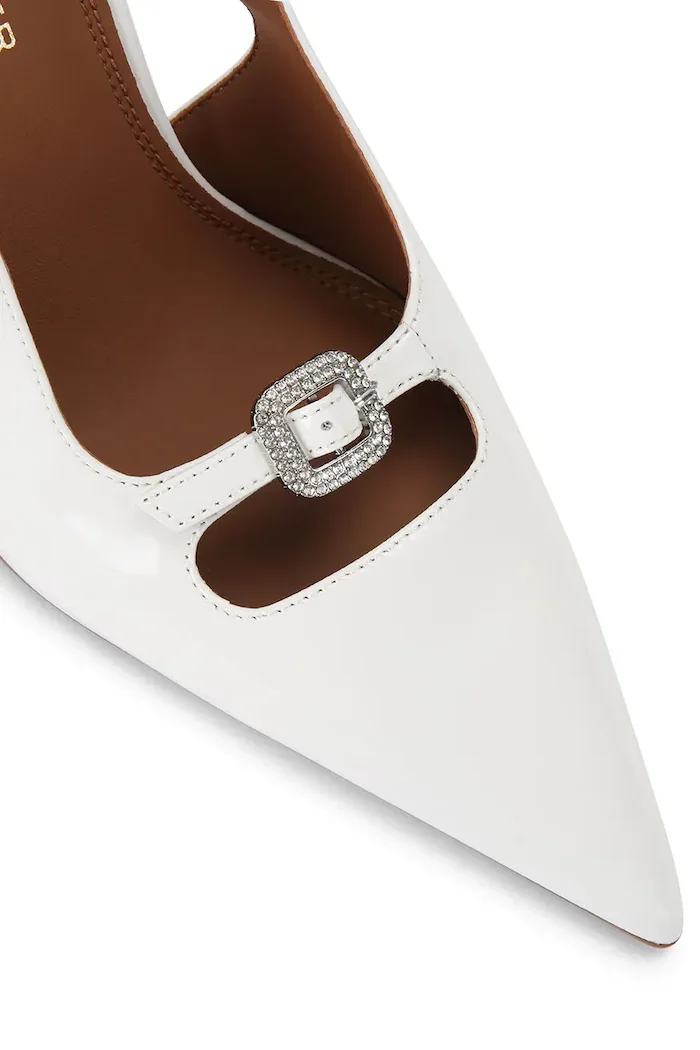 Kurt Geiger London обувки с ток от кожа Buckle Point Court White бели 5850210309